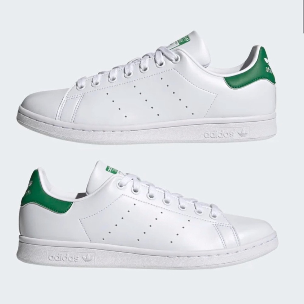 Stan smith adidas original white and green shoes